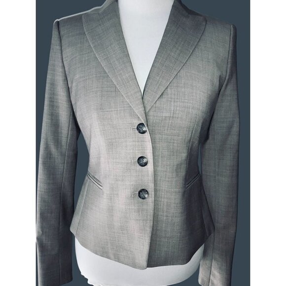 $198 NWT ANN TAYLOR LADIES COLLARED BUTTON LINED LONG SLEEVE LIGHT GRAY BLAZER 2 - Picture 4 of 8